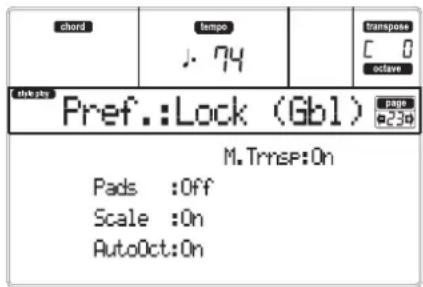 KORG MicroARRANGER - PAGE 23 - PREFERENCES: LOCK - 1