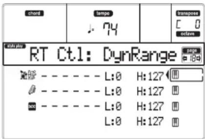 KORG MicroARRANGER - PAGE 18 - R.T. CONTROLS: DYNAMIC RANGE - 1