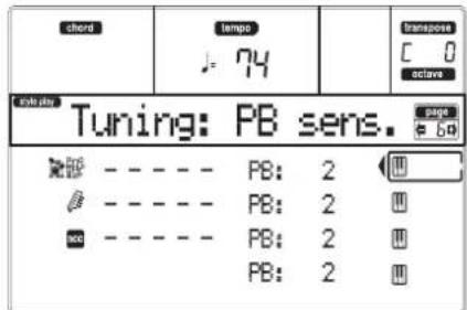 KORG MicroARRANGER - PAGE 6 - TUNING: PITCHBEND SENSITIVITY - 1