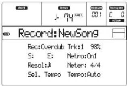 KORG MicroARRANGER - SONG RECORD PAGE - 1