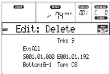 KORG MicroARRANGER - PAGE 20 - EDIT: DELETE - 1