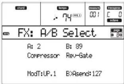 KORG MicroARRANGER - PAGE 8 - FX: A/B SELECT - 1