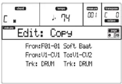 KORG MicroARRANGER - PAGE 8 - EDIT: COPY - 1