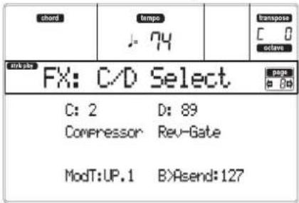 KORG MicroARRANGER - PAGE 8 - FX: C/D SELECT - 1