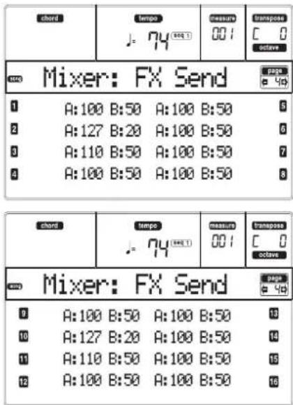 KORG MicroARRANGER - PAGE 4 - MIXER: FX SEND A/B (OR C/D) - 1