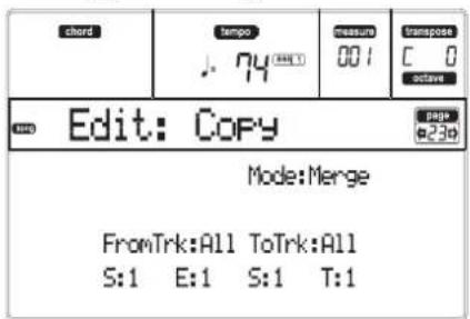 KORG MicroARRANGER - PAGE 23 - EDIT: COPY - 1