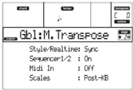 KORG MicroARRANGER - PAGE 2 - MASTER TRANSPOSE - 1