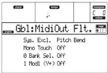 KORG MicroARRANGER - PAGE 11 - MIDI OUT FILTERS - 1