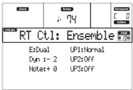 KORG MicroARRANGER - PAGE 19 - R.T. CONTROLS: ENSEMBLE - 1