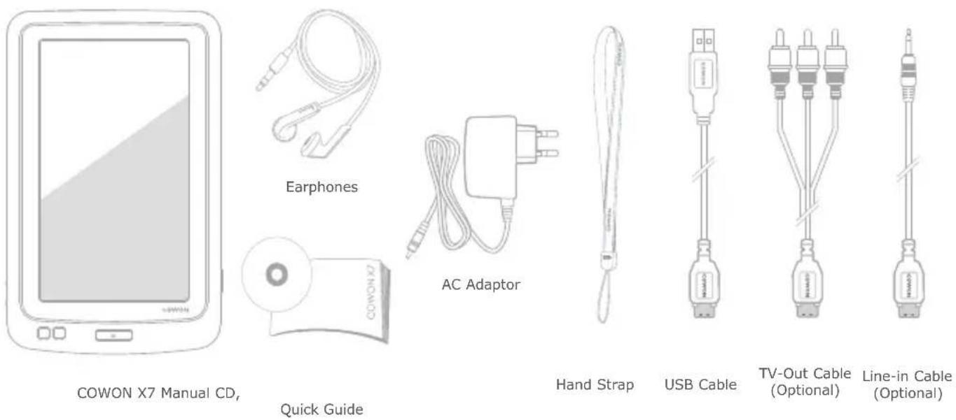 COWON iAudio X7 - + Package Components - 1