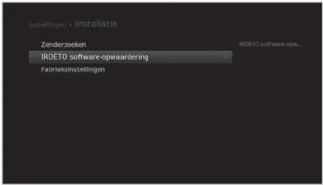HUMAX iHDR-5200C - MENU → Instellingen → Installatie → Software-opwaardering - 1