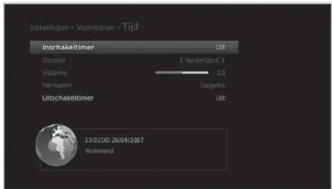 HUMAX iHDR-5200C - MENU → Instellingen → Voorkeuren → Tijd - 1