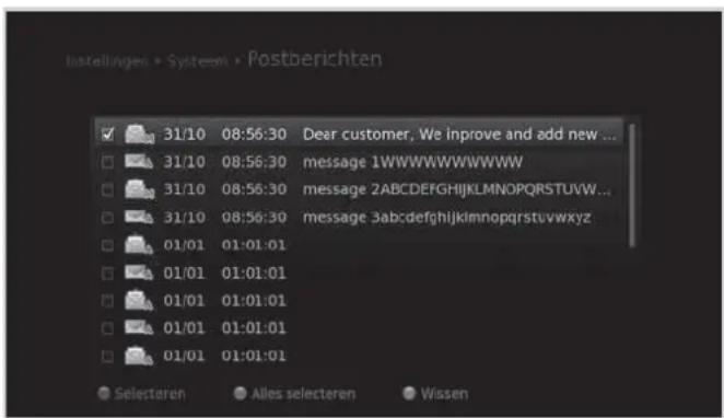 HUMAX iHDR-5200C - MENU → Instellingen → Systeem → Postberichten - 1