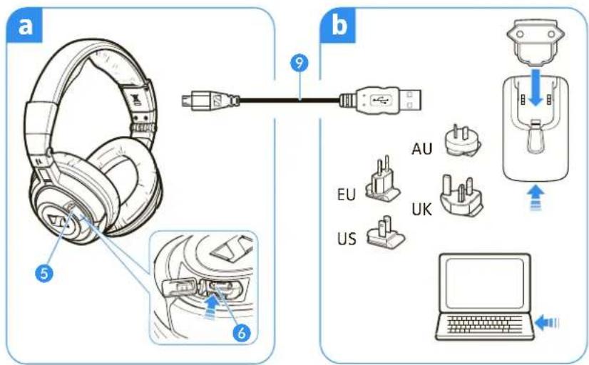 SENNHEISER MM 500-X - Possibilities of charging the battery pack - 1