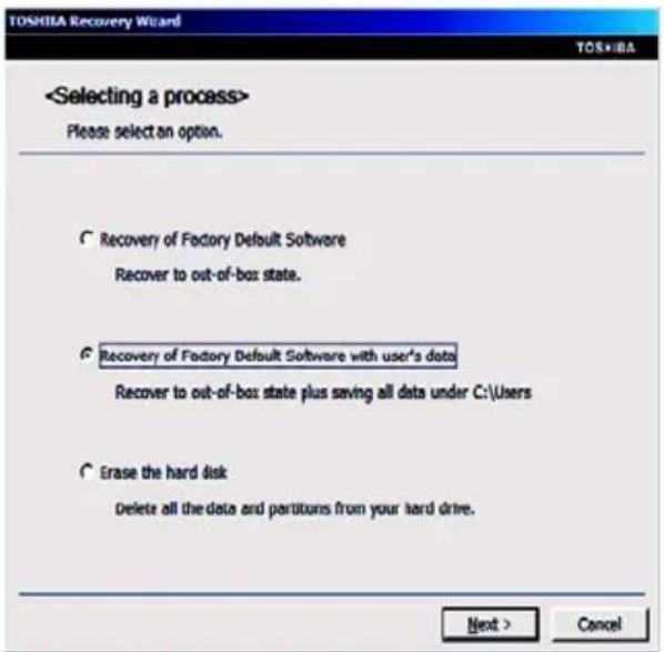 TOSHIBA Qosmio X870-152 - Recovering of factory default software with user's data - 3
