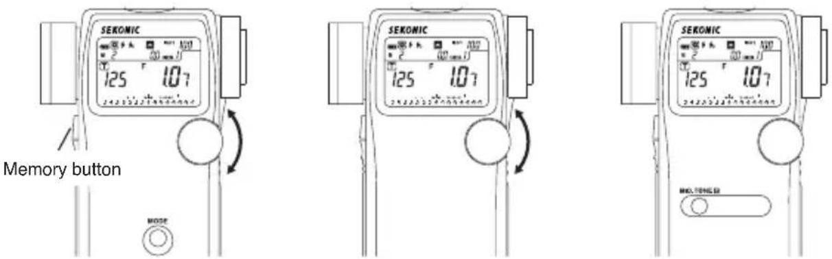 SEKONIC L-758DR - 4) Setting Mid.Tone Value from Memorized Values - 1