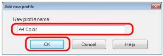 FUJITSU ScanSnap iX500 - Type in a new profile name and click the [OK] button. - 1