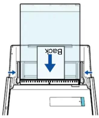 FUJITSU ScanSnap iX500 - Place the end with the black and white pattern as the leading edge in the direction of the arrow. - 1