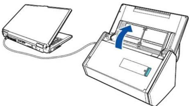FUJITSU ScanSnap iX500 - Open the ADF paper chute (cover) of the ScanSnap to turn the power on. - 1