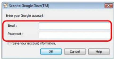 FUJITSU ScanSnap iX500 - Enter your e-mail address and password, and then click the [OK] button. - 1