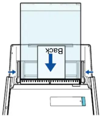 FUJITSU ScanSnap iX500 - Place the end with the black and white pattern as the leading edge in the direction of the arrow. - 1