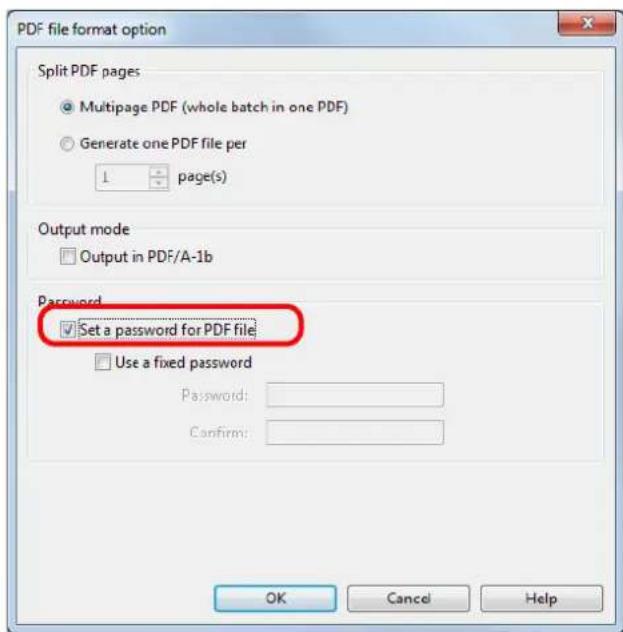 FUJITSU ScanSnap iX500 - Select the [Set a password for PDF file] check box. - 1
