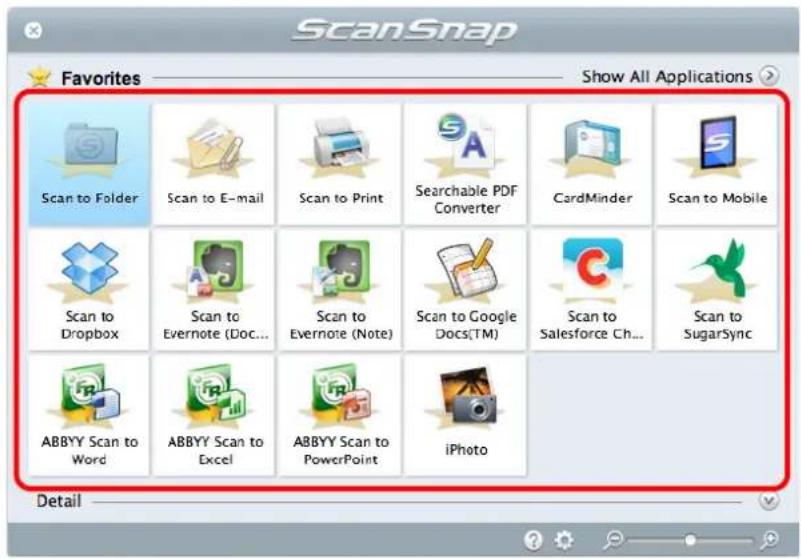 FUJITSU ScanSnap iX500 - In the Quick Menu, click the icon of the application to link with ScanSnap Manager. - 1