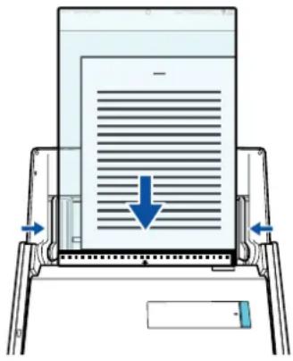 FUJITSU ScanSnap iX500 - Place the end with the black and white pattern as the leading edge in the direction of the arrow. - 1