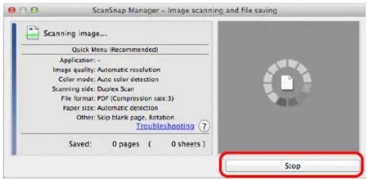 FUJITSU ScanSnap iX500 - Stopping the Scan - 1