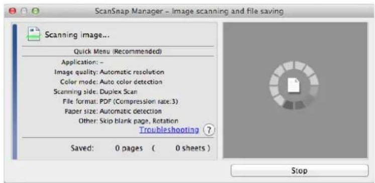FUJITSU ScanSnap iX500 - Showing the Scanning Progress - 1