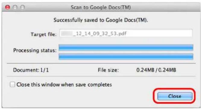 FUJITSU ScanSnap iX500 - → Saving to Google Docs starts. - 1