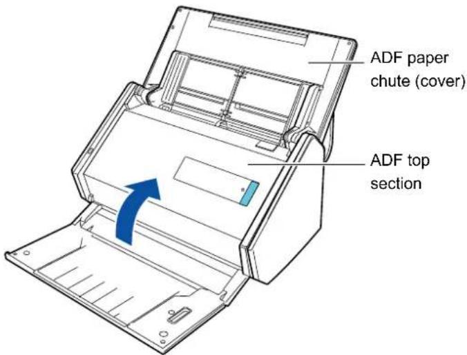 FUJITSU ScanSnap iX500 - Close the ADF top section. - 1