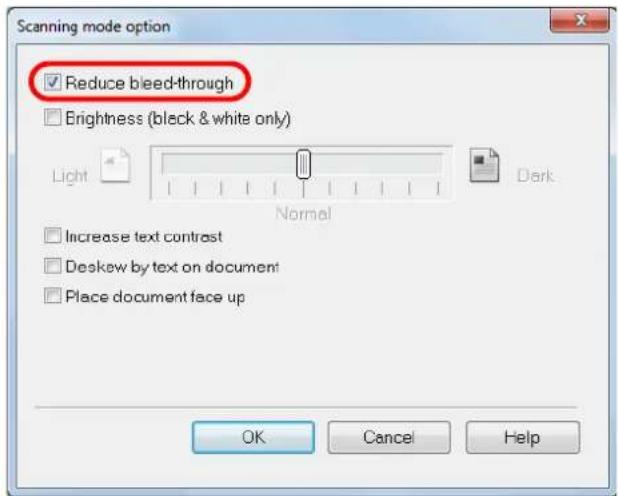 FUJITSU ScanSnap iX500 - Select the [Reduce bleed-through] check box. - 1