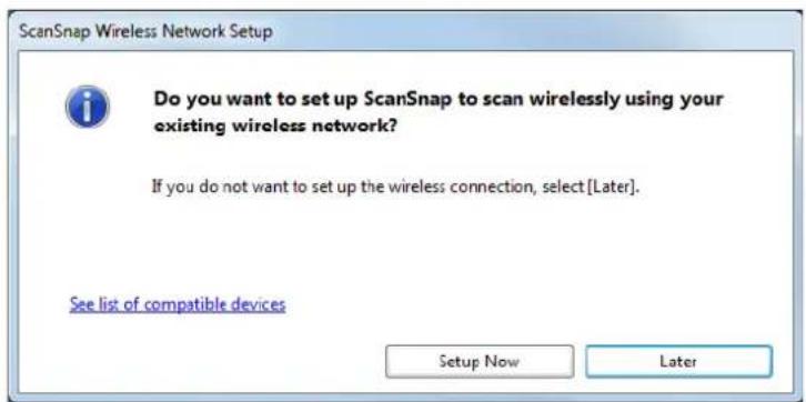 FUJITSU ScanSnap iX500 - Select whether you want to configure the wireless settings for connecting the ScanSnap to a wireless LAN. - 1