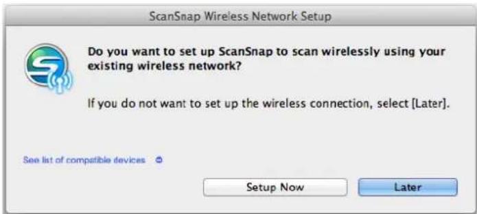FUJITSU ScanSnap iX500 - Select whether you want to configure the wireless settings for connecting the ScanSnap to a wireless LAN. - 1