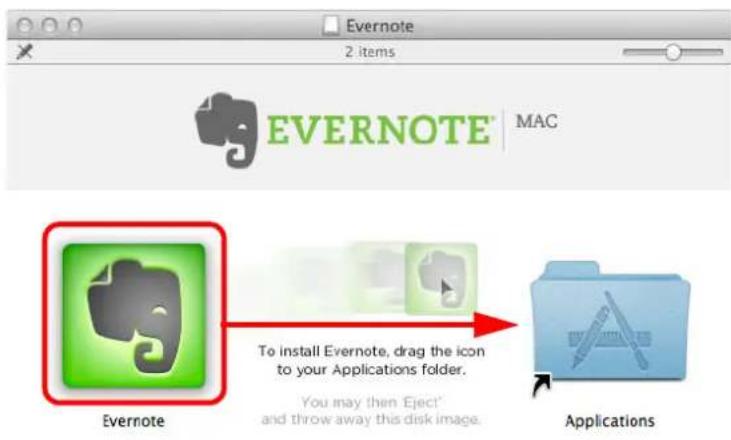 FUJITSU ScanSnap iX500 - Drag the [Evernote] icon onto the [Applications] icon. - 1