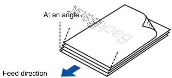 FUJITSU ScanSnap iX500 - Straighten the edges of the documents and slightly displace the top edges at an angle. - 1