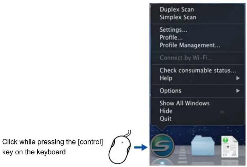 FUJITSU ScanSnap iX500 - ScanSnap Manager Menu (Mac OS) - 1