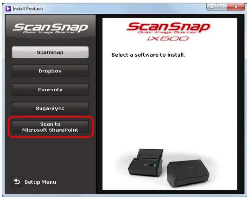 FUJITSU ScanSnap iX500 - Click the [Scan to Microsoft SharePoint] button. - 1