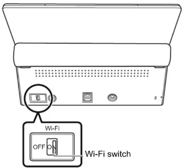FUJITSU ScanSnap iX500 - Turn on the Wi-Fi switch on the back of the ScanSnap. - 1