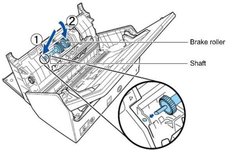 FUJITSU ScanSnap iX500 - Install the brake roller with its shaft. - 1