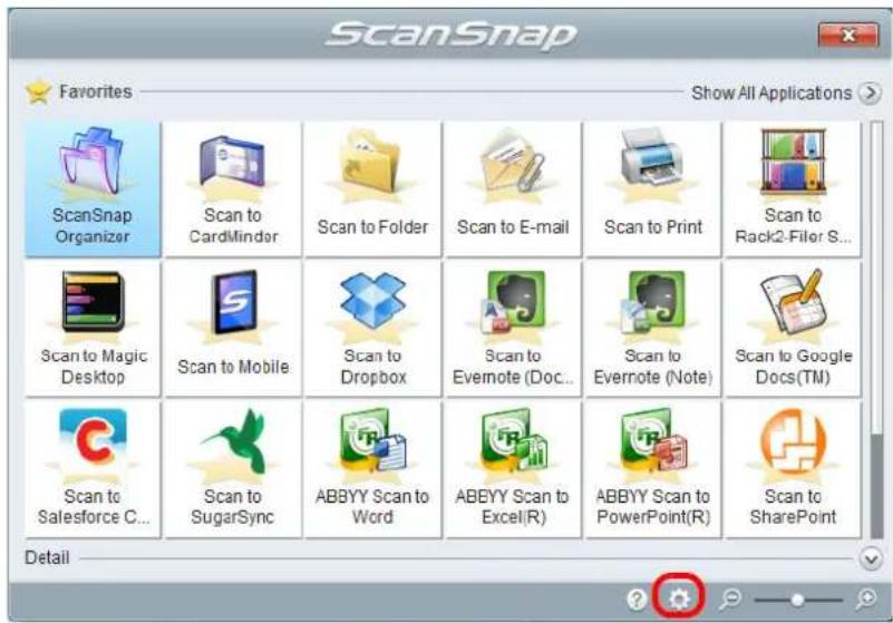 FUJITSU ScanSnap iX500 - Click in the Quick Menu. - 1