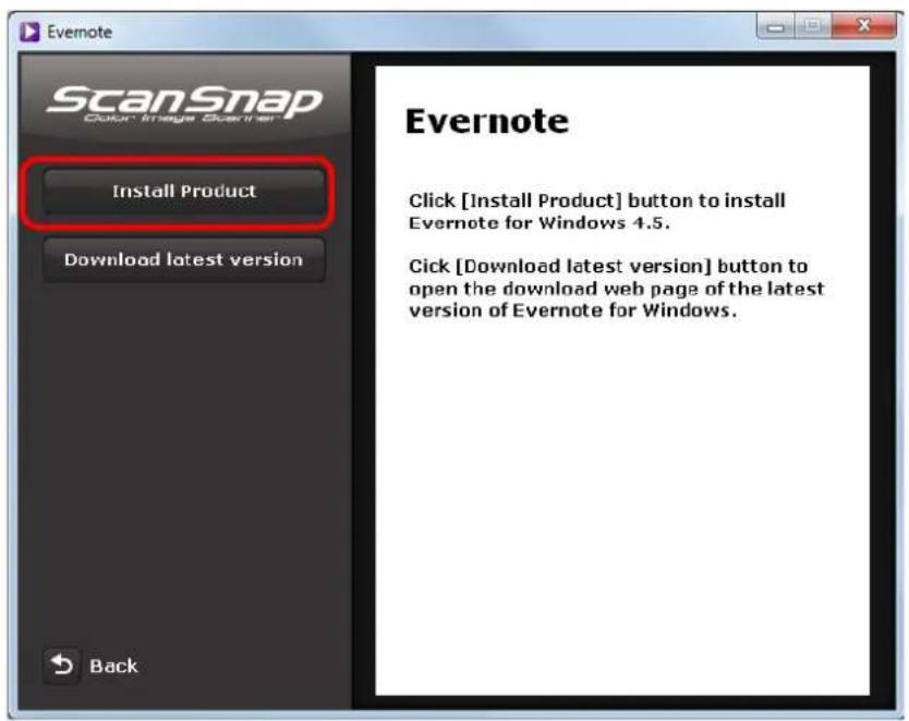 FUJITSU ScanSnap iX500 - Click the [Install Product] button. - 1