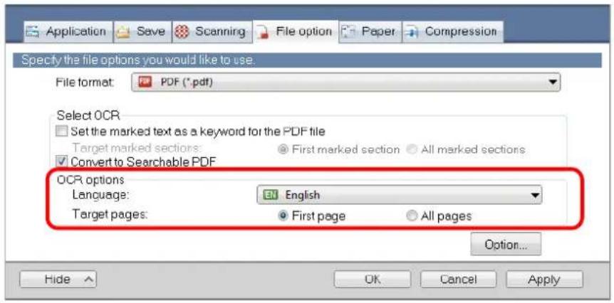 FUJITSU ScanSnap iX500 - Select the [Convert to Searchable PDF] check box. - 3