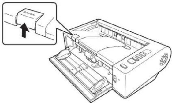 CANON imageFORMULA DR-M140 - Raise the OPEN lever, and open the upper unit. - 1