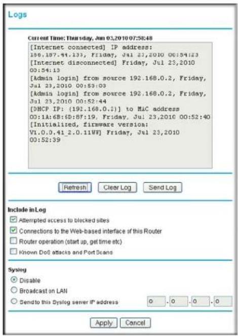 NETGEAR MBRN3000 - Viewing, Selecting, and Saving Logged Information - 1
