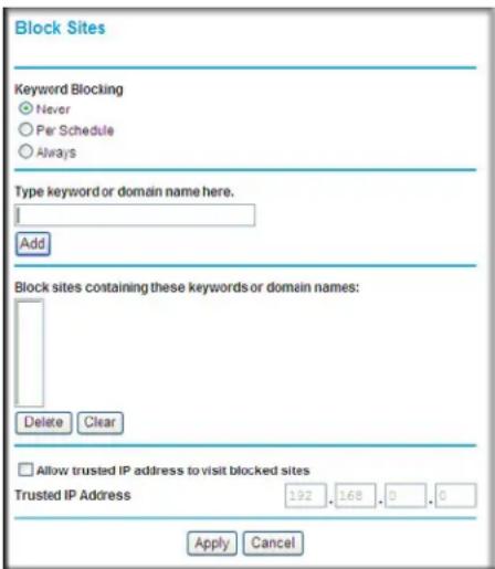 NETGEAR MBRN3000 - Blocking Sites and Keywords - 1