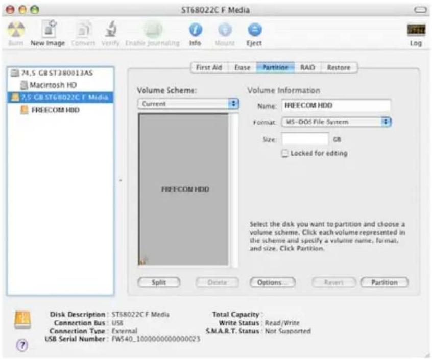FREECOM Mobile Drive XXS 3.0 - Partitioneren van Freecom Mobile Drive XXS partitioneren (Mac OS X) - 1