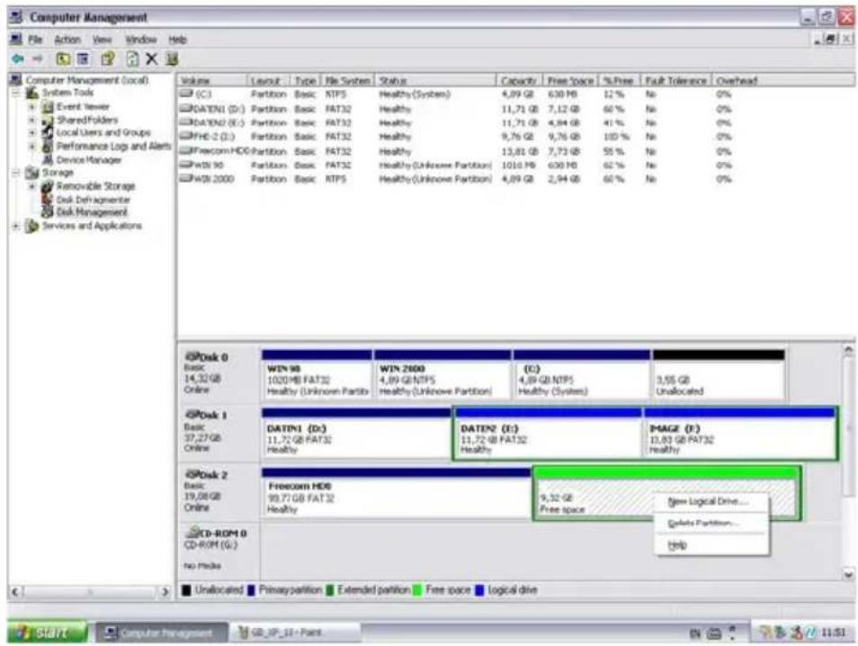 FREECOM Mobile Drive XXS 3.0 - Twee of meer partities op de Freecom Mobile Drive XXS aanmaken onder Windows 2000 / Windows XP/Vista - 4