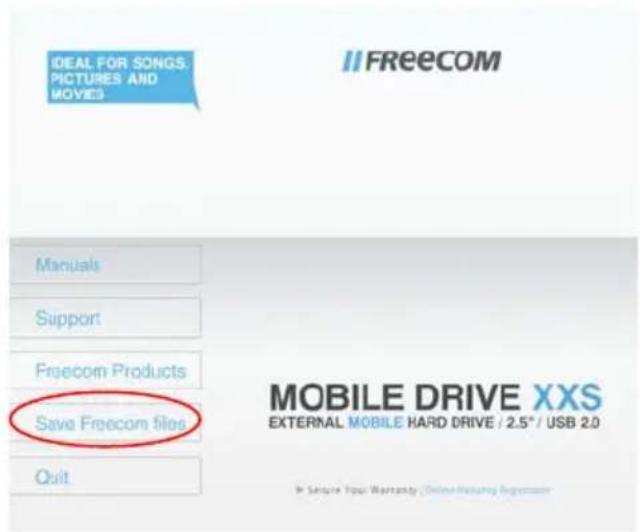IDEAL FOR SONGS, PICTURES AND MOVIES // FREECOM Manuals Support Freecom Products Save Freecom files Quit MOBILE DRIVE XXS EXTERNAL MOBILE HARD DRIVE / 2.5" / USB 2.0 In Signature: Top: Warranty, Online Licensing Suppressor